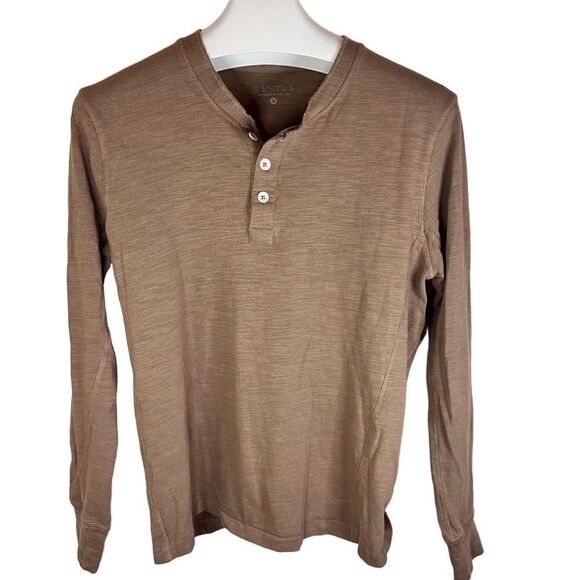 Men’s ESNTLS Brown Size‎ Medium Henley Top Soft Comfy Designed in USA - Picture 1 of 6